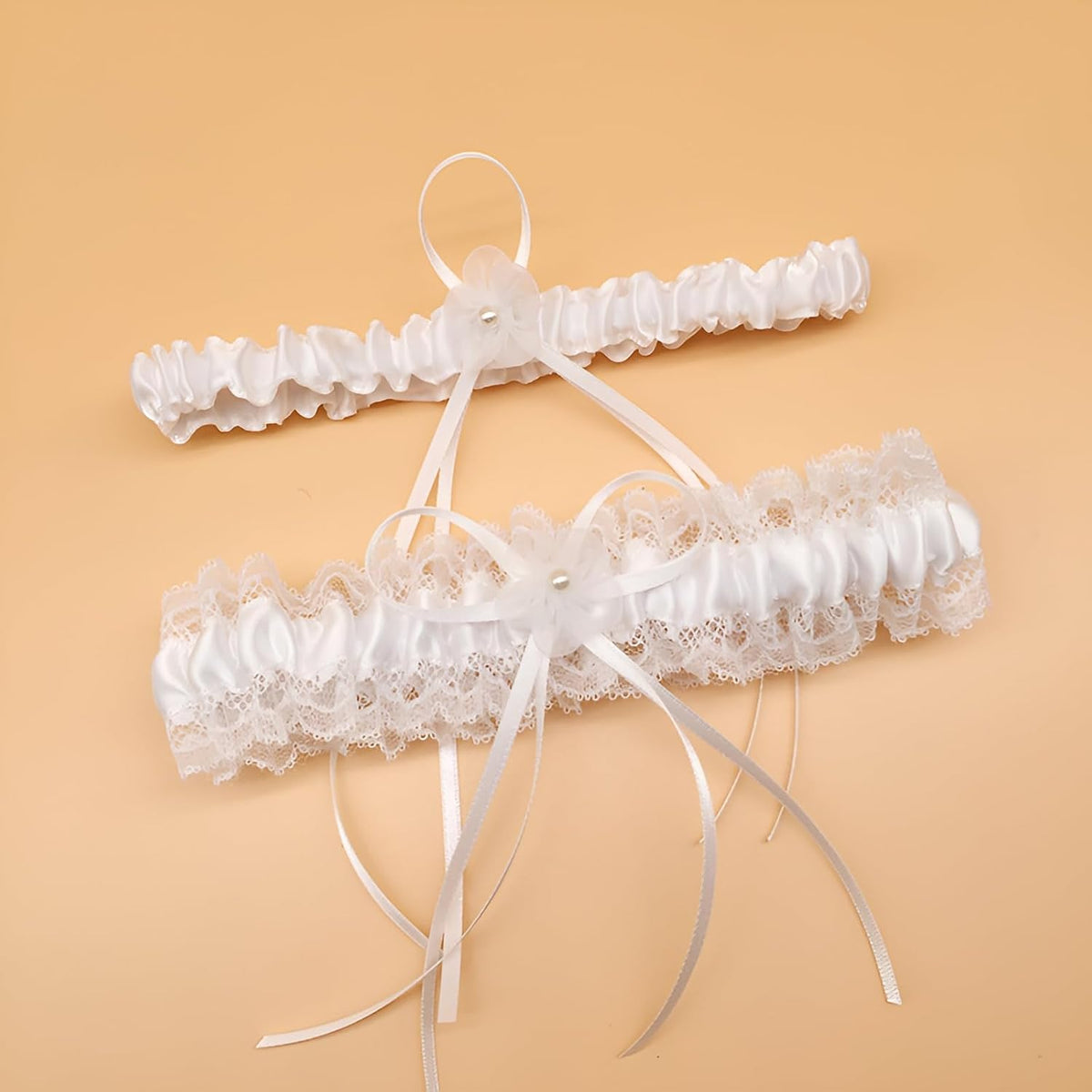 Lace Wedding Garters for Bride Pearl Stretch Prom Garter, Women Wedding Bridal Legs Garter Set