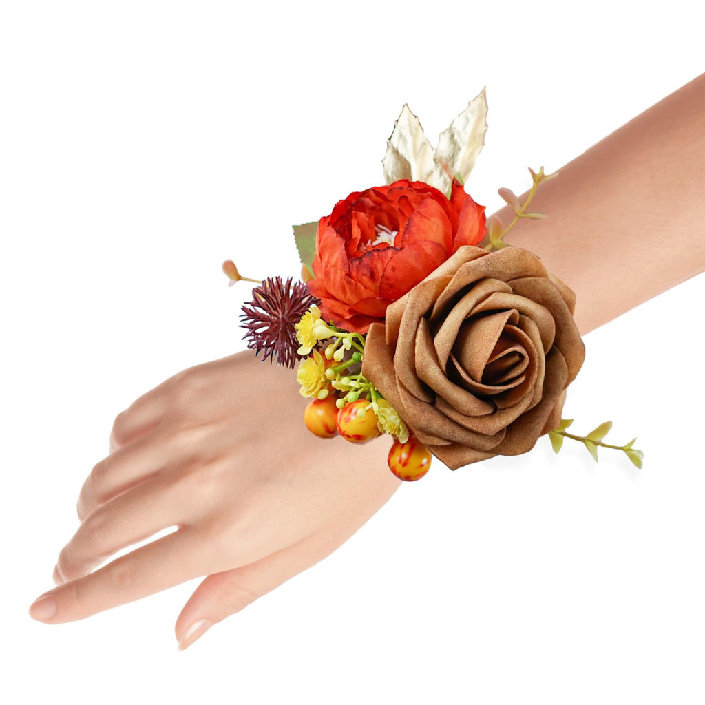 Set of 2 Wrist Corsage Wristlet for Wedding Bridesmaid Mother Grandmother for Bridal Shower Wedding Artificial Roses Flower Prom (Dusty Blue)