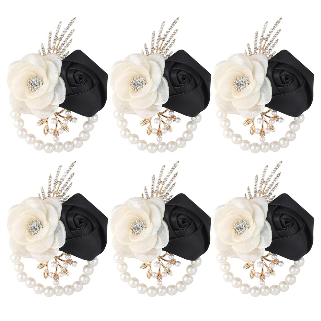 Bride Bridesmaids Rose Wrist Corsage Girls Ladies Accessories,Wrist Flower for Prom, Homecoming Dinner Parties, Weddings. (4, Ivory)