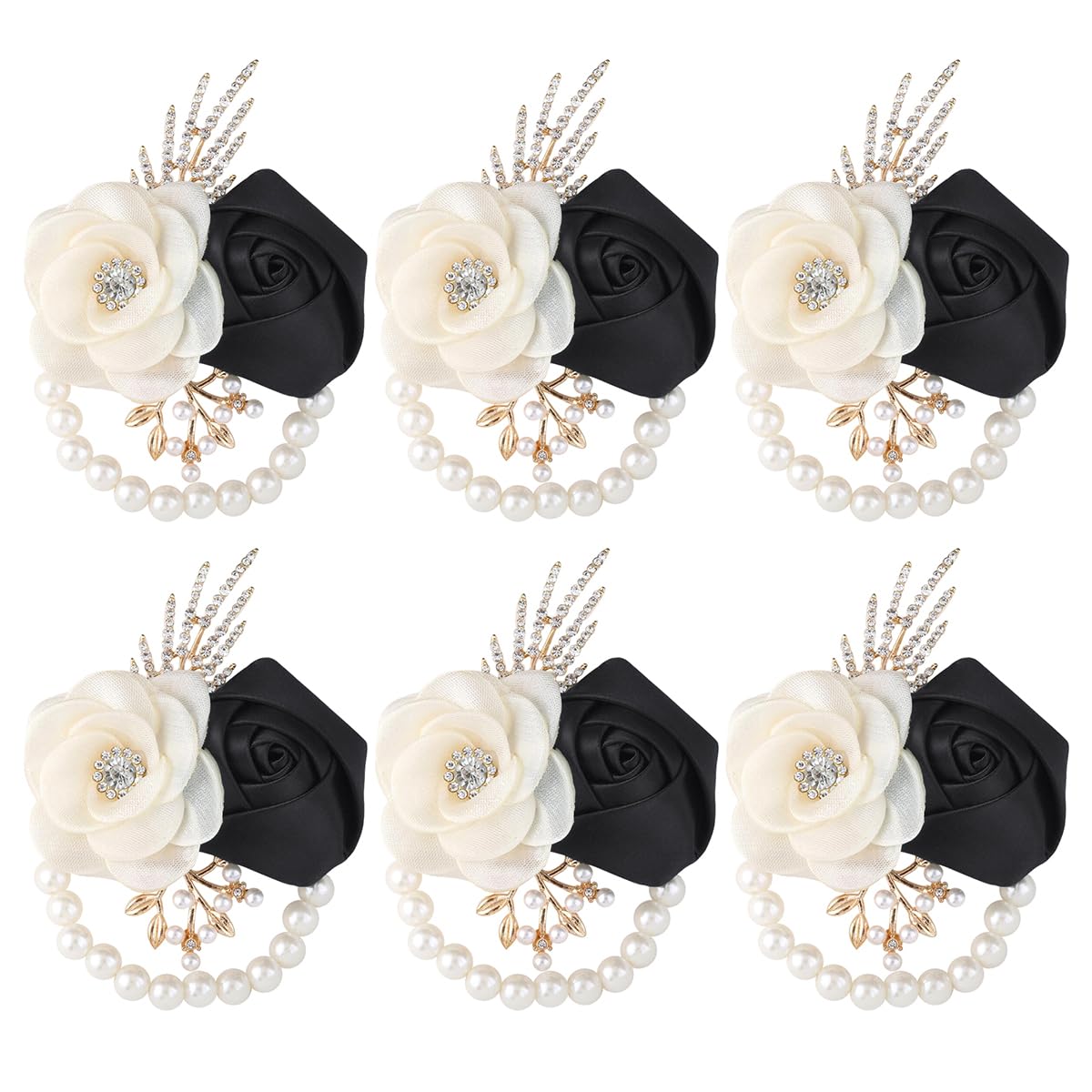 Bride Bridesmaids Rose Wrist Corsage Girls Ladies Accessories,Wrist Flower for Prom, Homecoming Dinner Parties, Weddings. (4, Ivory)