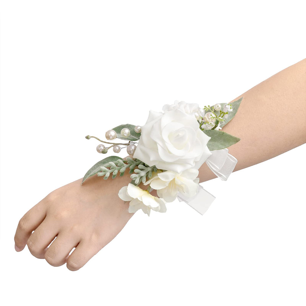 Ling's moment 6pcs Corsage Wristlet, Fall Wedding Decor, Teal Orange