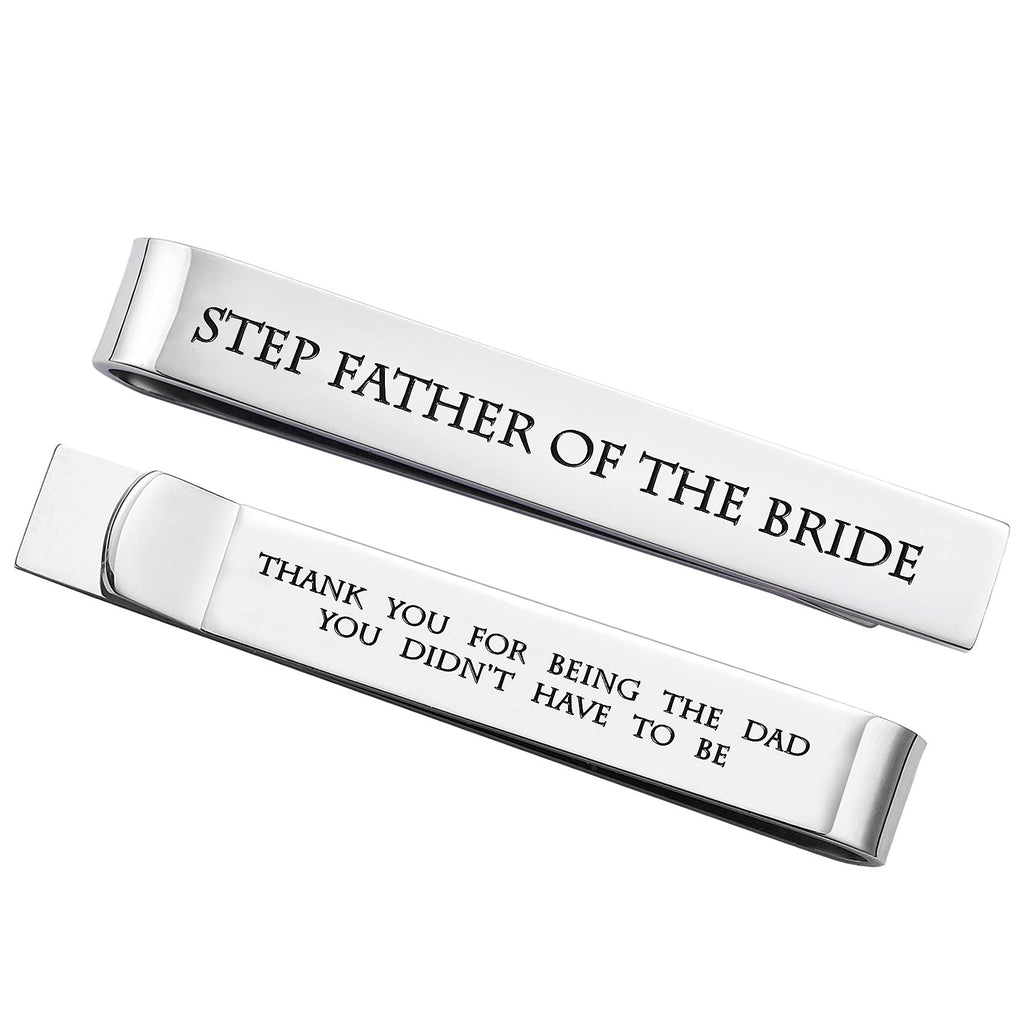 Father of the Bride and Groom Gifts - Wedding Tie Clips for Groomsmen From the Bride - Stainless Steel Tie Bars