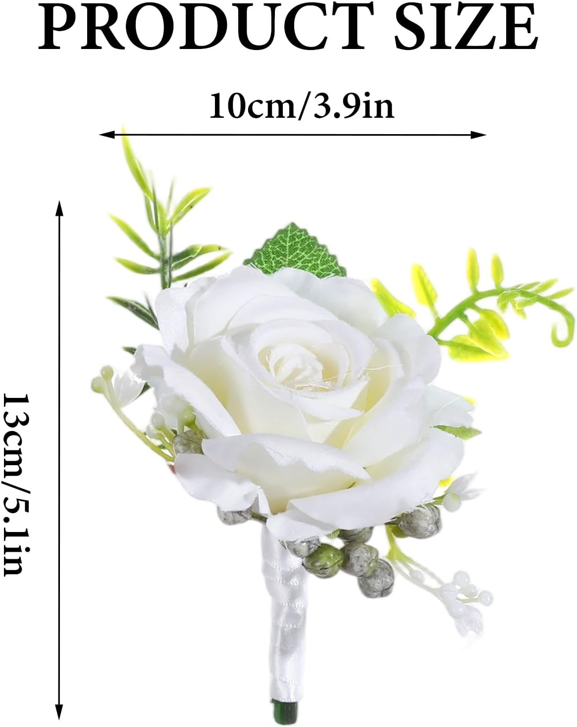 White Boutonniere for Men, Rose Groom Flower Buttonholes, Mens Boutonniere for Weddings Prom, Grooms Prom Party Suit Decoration Wedding Ceremony Anniversary Party Homecoming