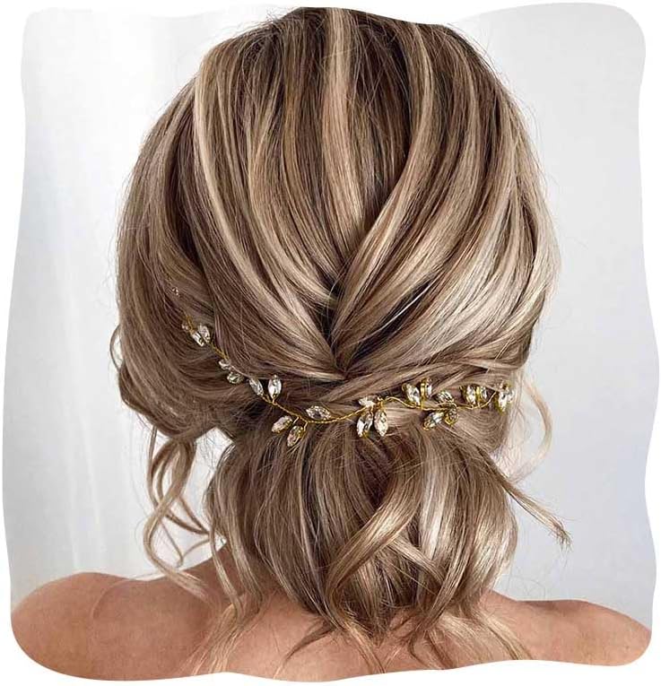 JAKAWIN Wedding Hair Vine Gold Bridal Hair Accessories Crystal Hair Piece