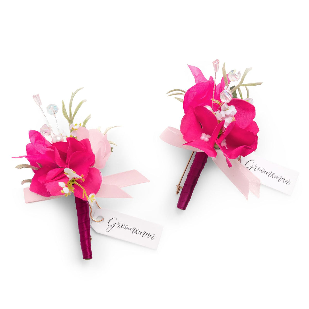 Ling's moment Boutonniere for Men, 2pcs, White Ivory