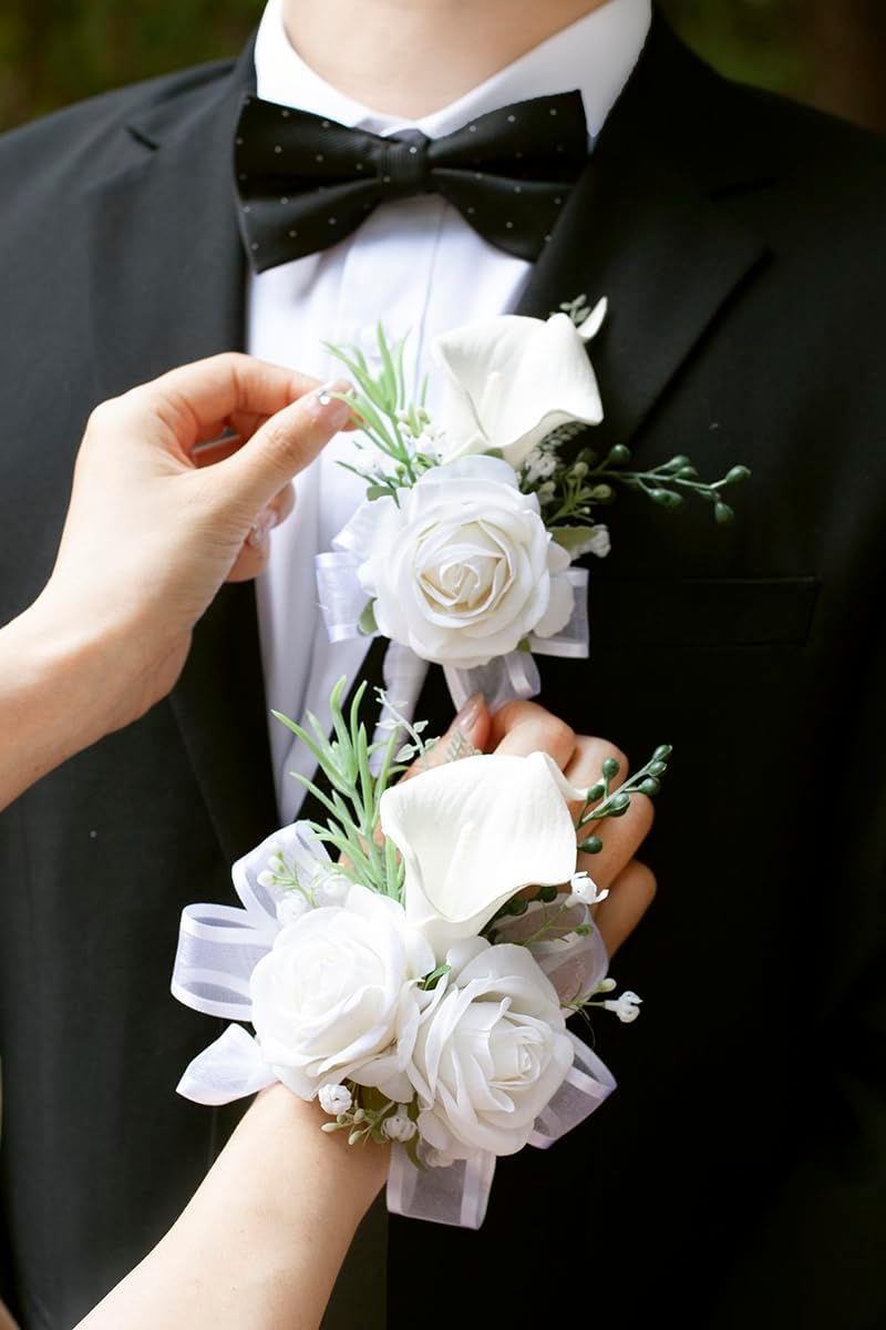 1Pc Single Ivory White Boutonnieres for Men Wedding Prom