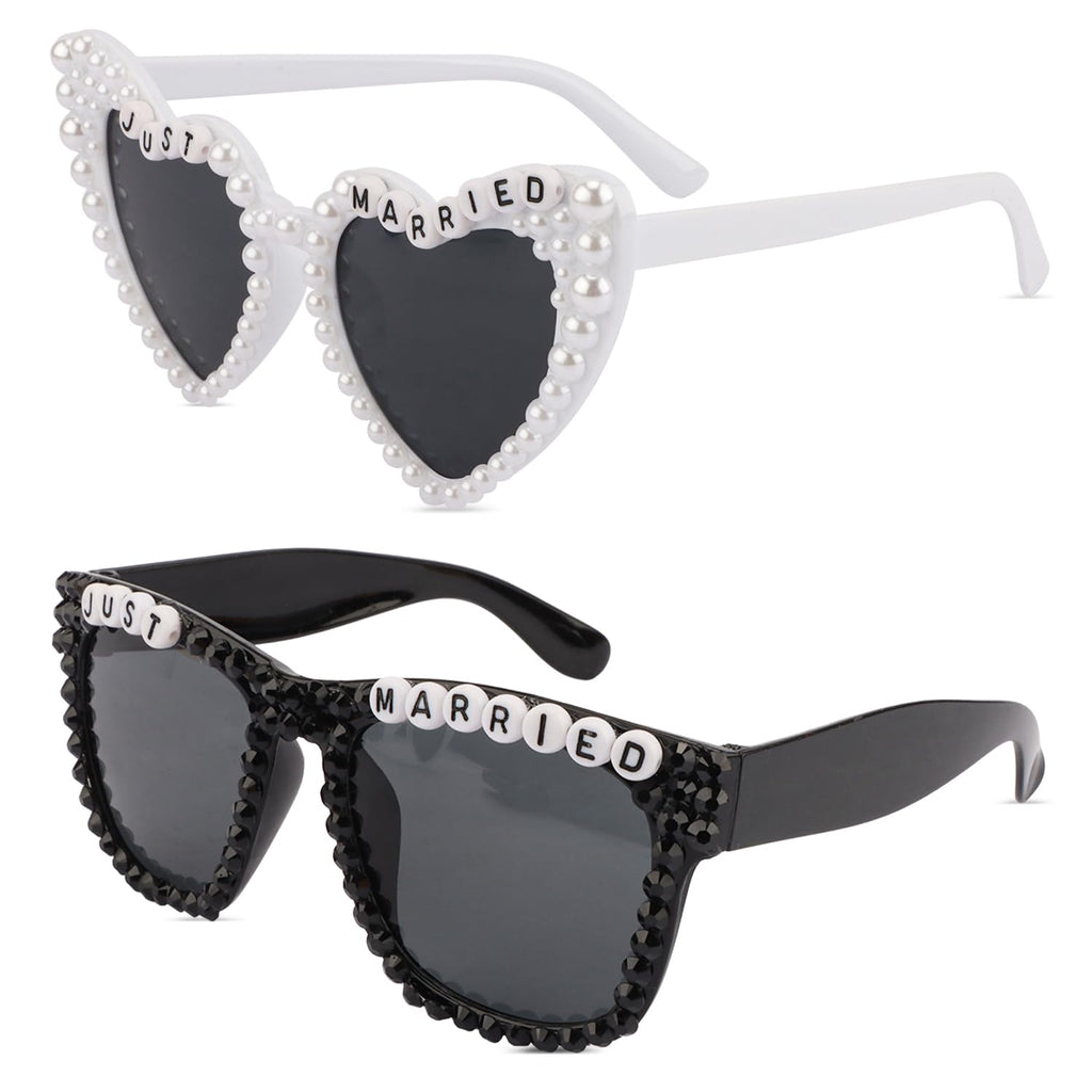 Just Married Decorations Bride And Groom Sunglasses for Just Married Wedding Party Decorations Wedding Sunglasses Accessories White And Black