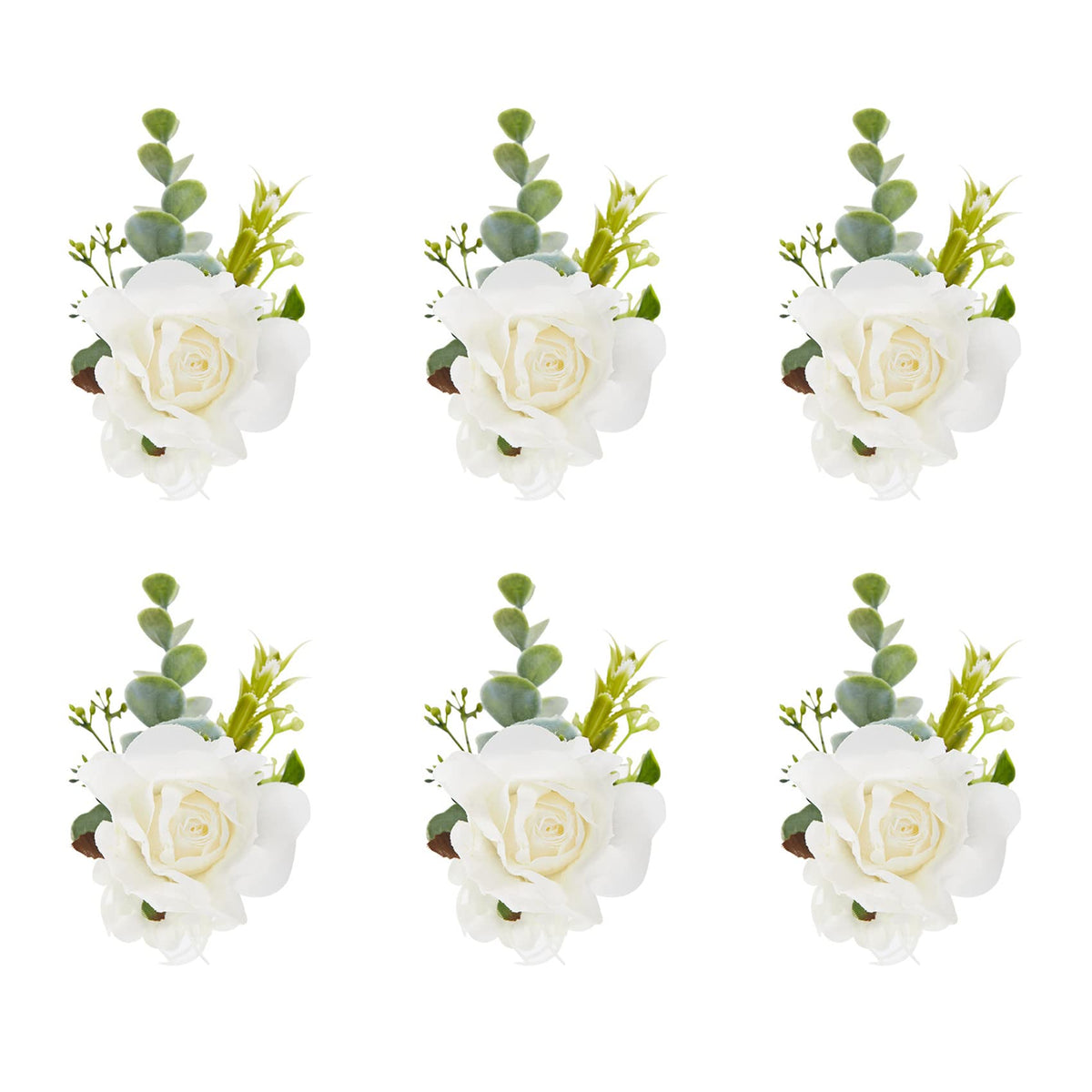 2Pcs White Silk Rose Wrist Corsages for Women Wedding Prom Party