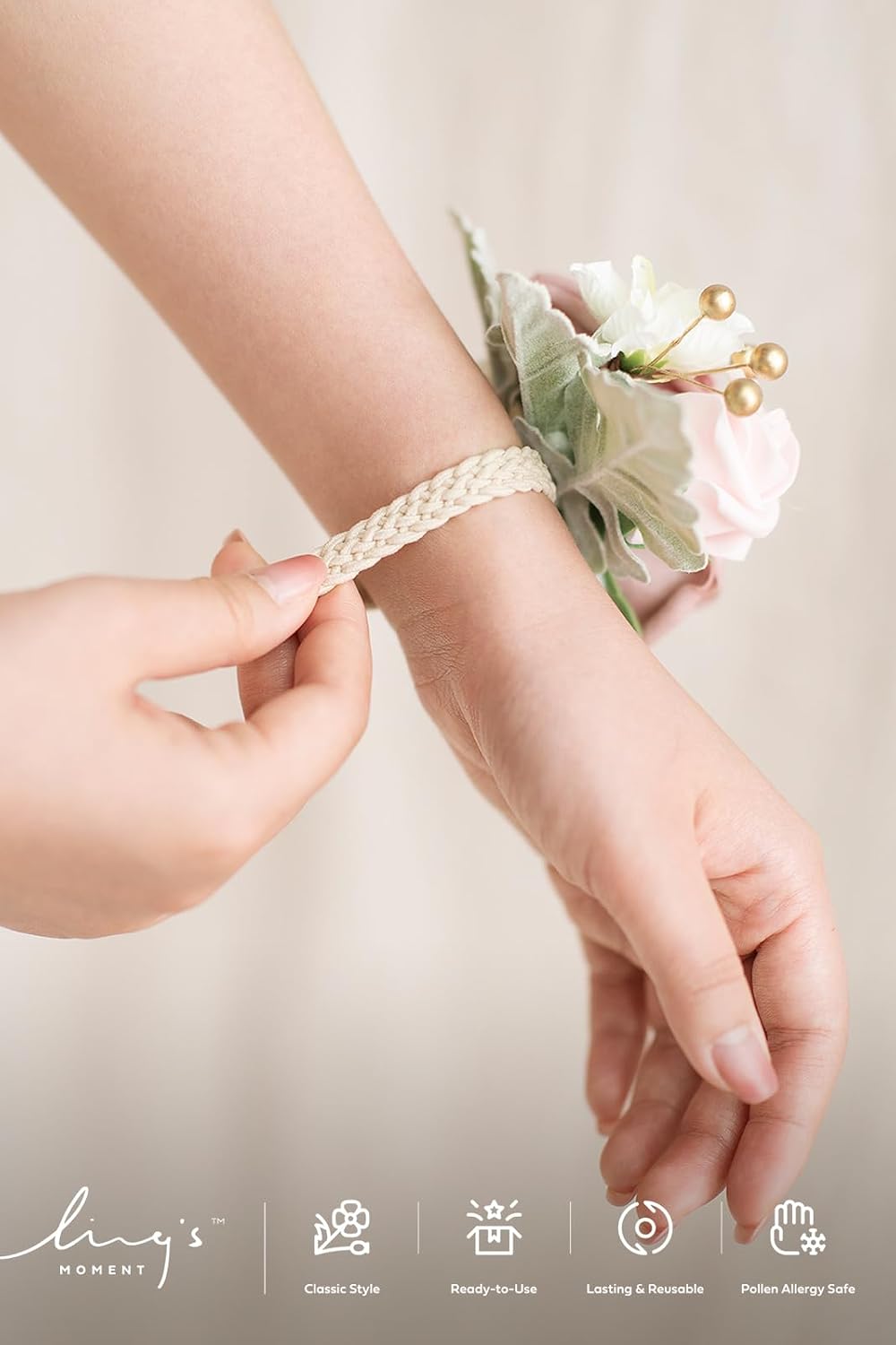 Ling's moment Corsage Wristlet, Wedding Prom Decor, Dusty Rose