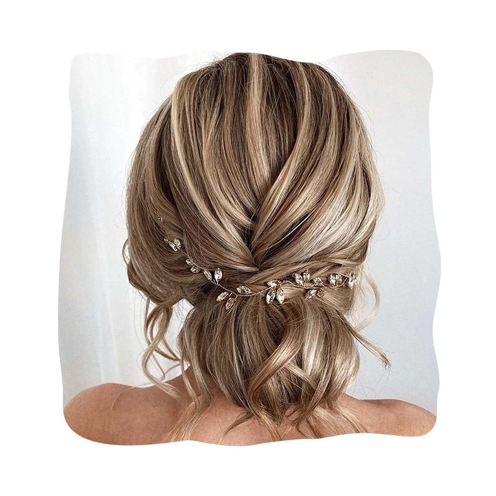 JAKAWIN Wedding Hair Vine Gold Bridal Hair Accessories Crystal Hair Piece