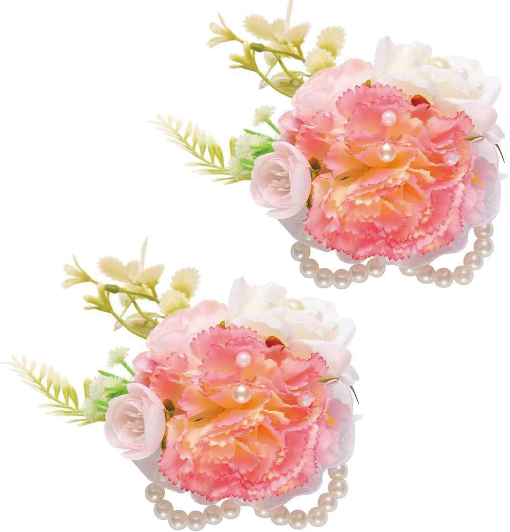 Boutonniere & Wrist Corsage Set for Wedding Prom, Pink Rose