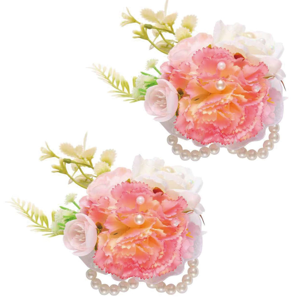 Boutonniere & Wrist Corsage Set for Wedding Prom, Pink Rose