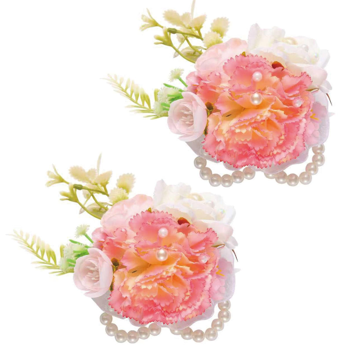 Boutonniere & Wrist Corsage Set for Wedding Prom, Pink Rose