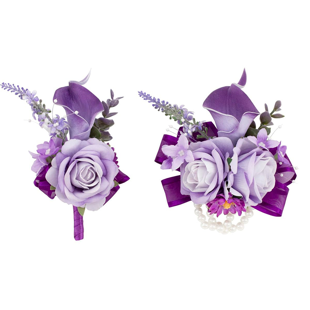 Black Burgundy Corsage and Boutonniere Set for Wedding Prom