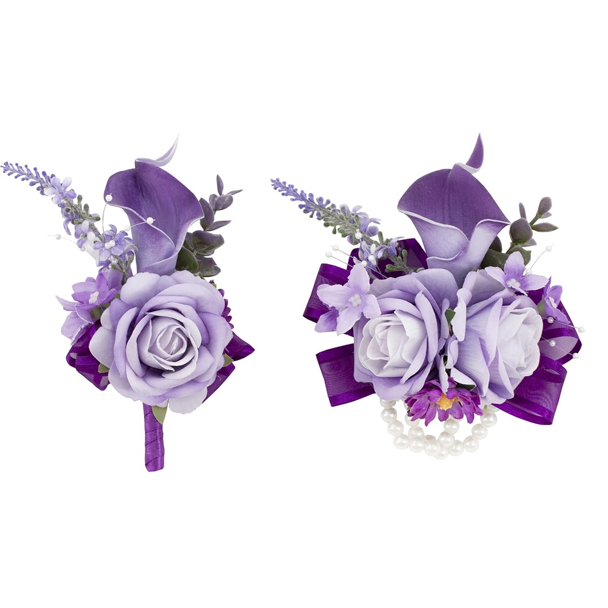 Black Burgundy Corsage and Boutonniere Set for Wedding Prom