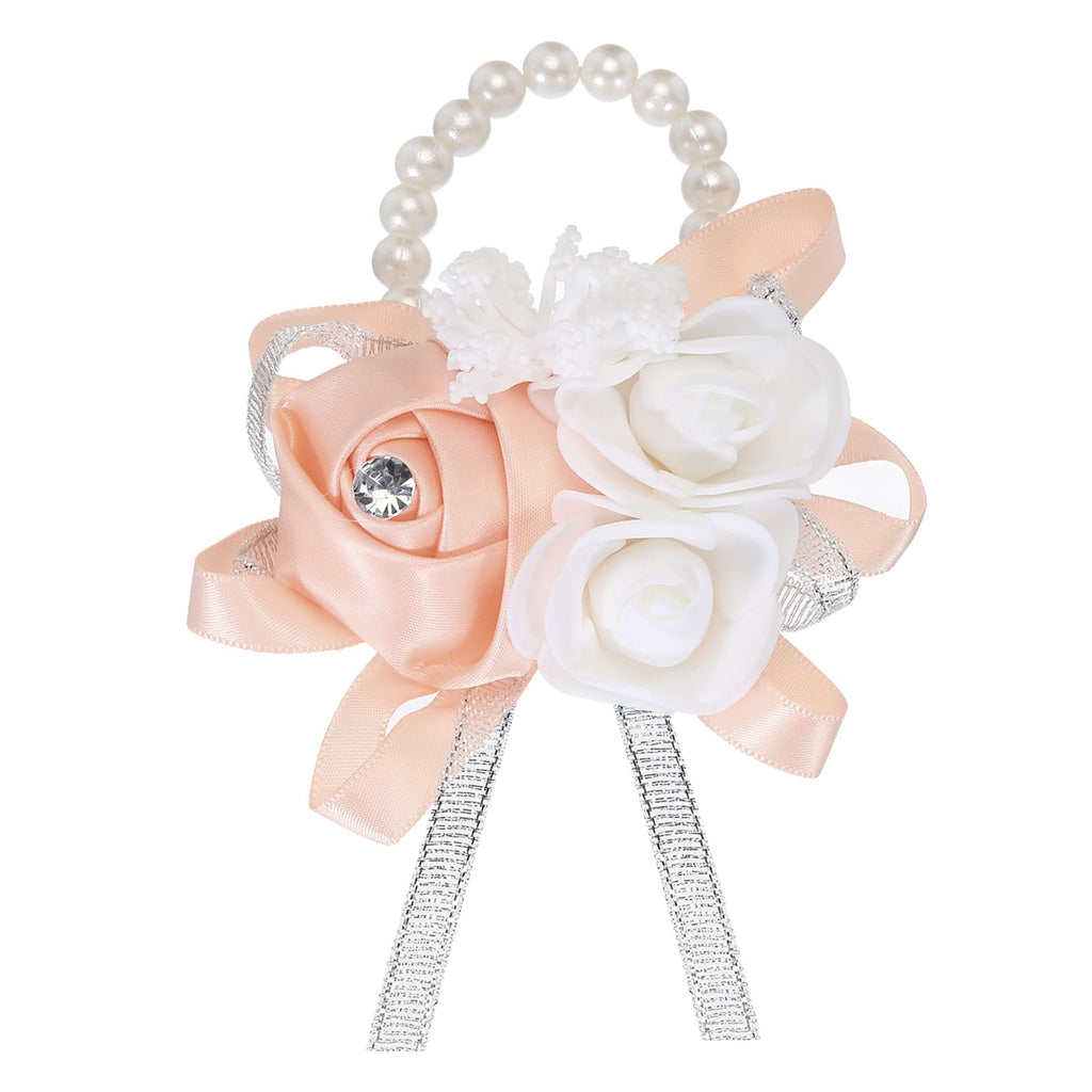 MECCANIXITY 12Pcs Wrist Corsage Artificial Flower Bracelets Rose Wrist Bride Groom Decorative for Wedding Ceremony Prom Party Anniversary Sky Blue
