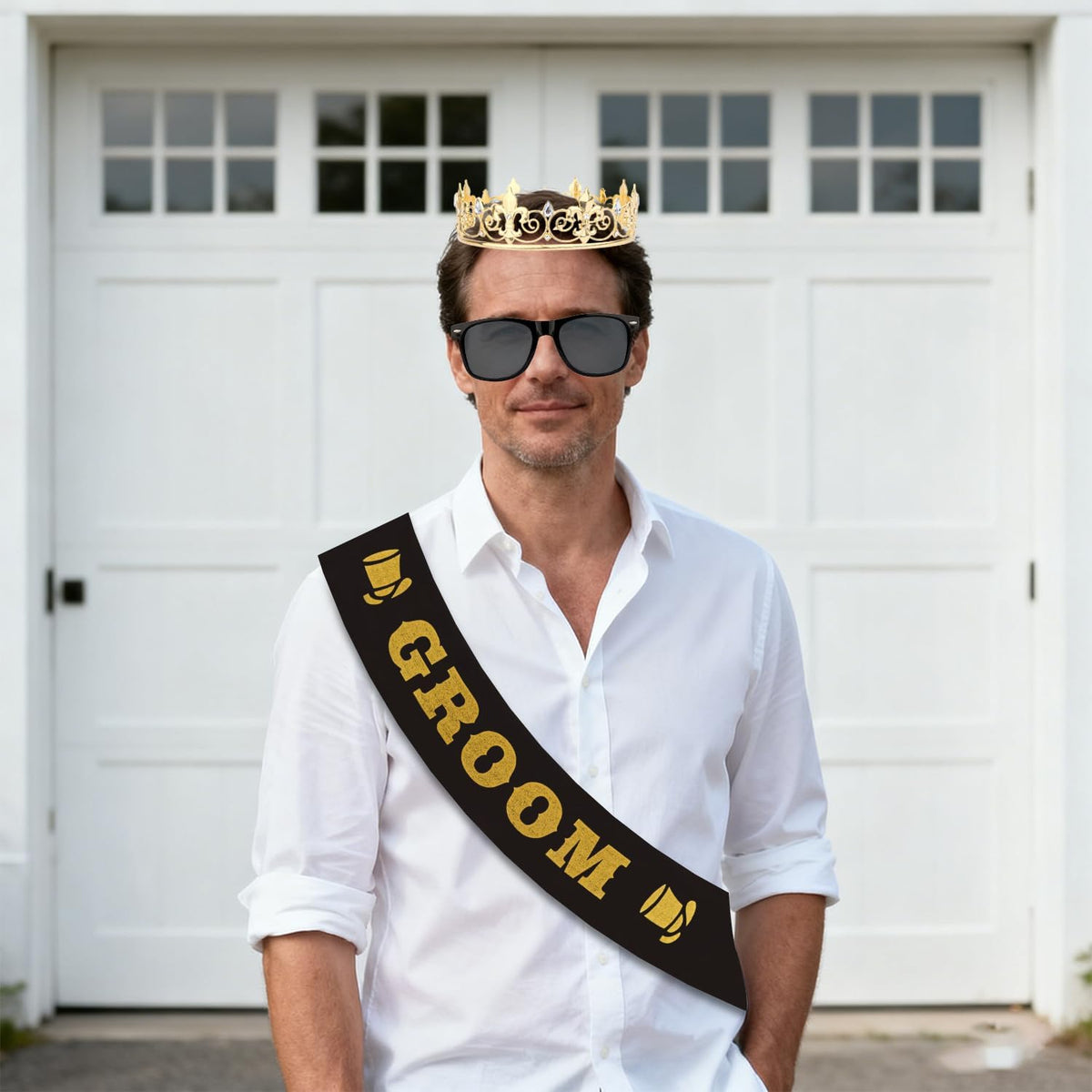 Bachelor Party Decorations Groom Crown Sash Sunglasses for Men Bachelor Party Favors Groom Gifts Wedding Decorations