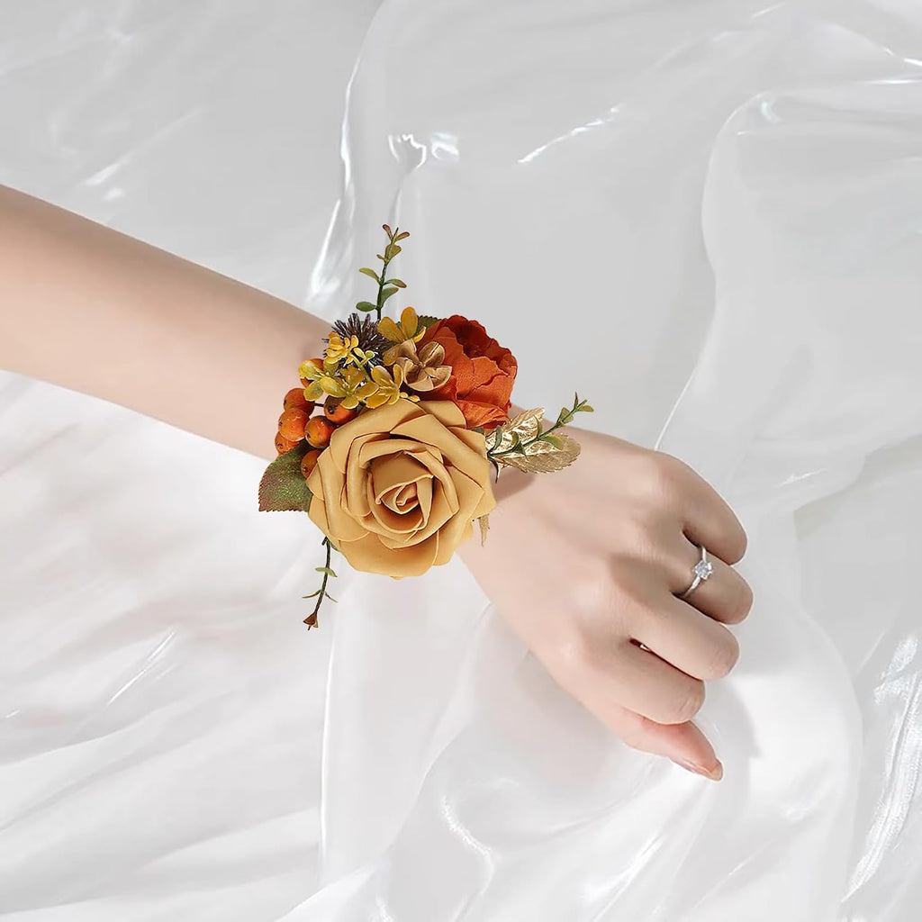 Set of 2 Wrist Corsage for Wedding Terracotta Flowers Corsage Wristlet Prom Flower Wrist Corsages for Bridal Shower Wedding Prom Bridesmaid Mother Grandmother Corsages