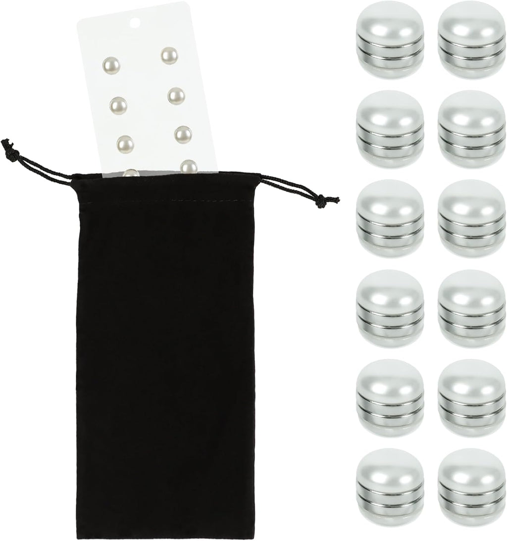 Veil Weights Pearls, Bridal Accessories for Outdoor Weddings, 12 Pair Double-Sided Magnetic Viel Weights Magnet with Velvet Storage Bag, Invisible, Hidden in Wedding Veil, Secure Long Veils for Brides
