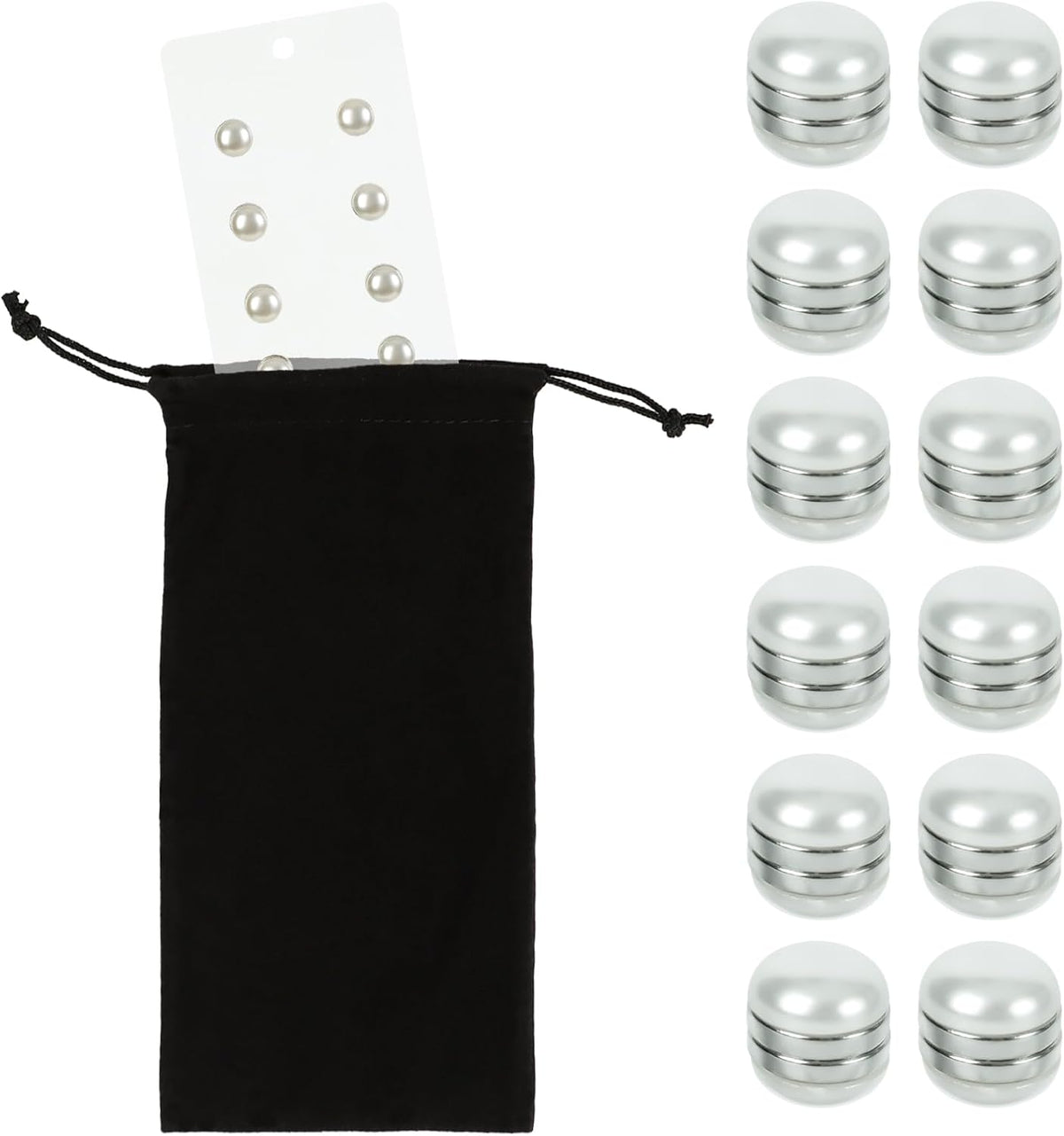 Veil Weights Pearls, Bridal Accessories for Outdoor Weddings, 12 Pair Double-Sided Magnetic Viel Weights Magnet with Velvet Storage Bag, Invisible, Hidden in Wedding Veil, Secure Long Veils for Brides