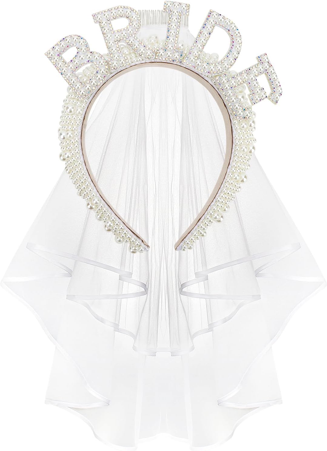Jaciya Pearl Bride Headband with Veil