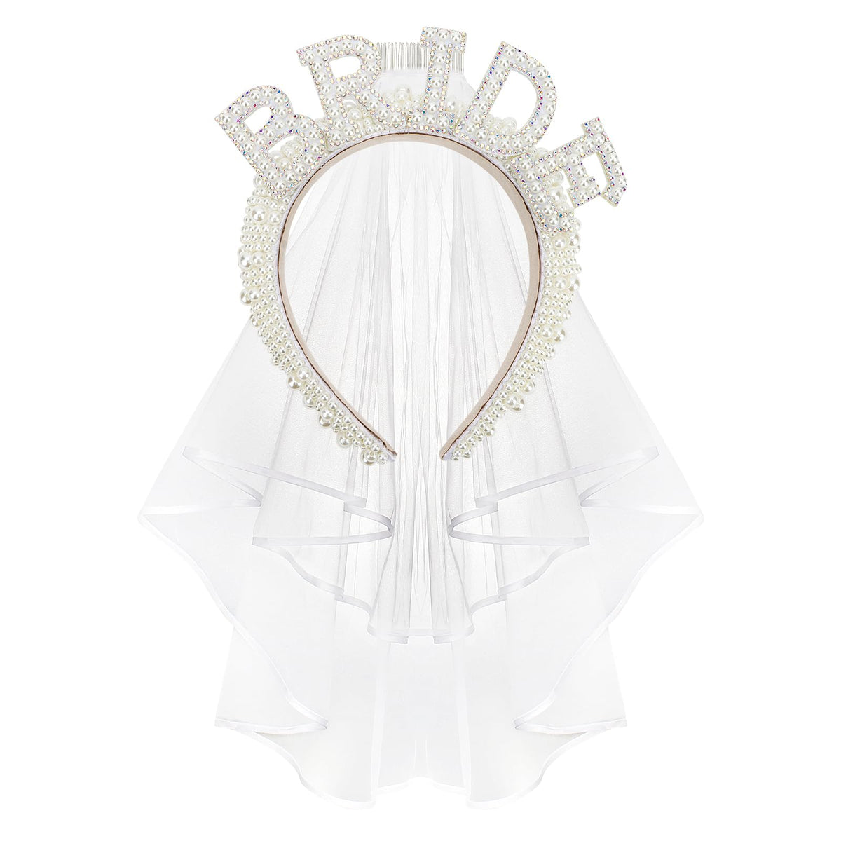 Jaciya Pearl Bride Headband with Veil