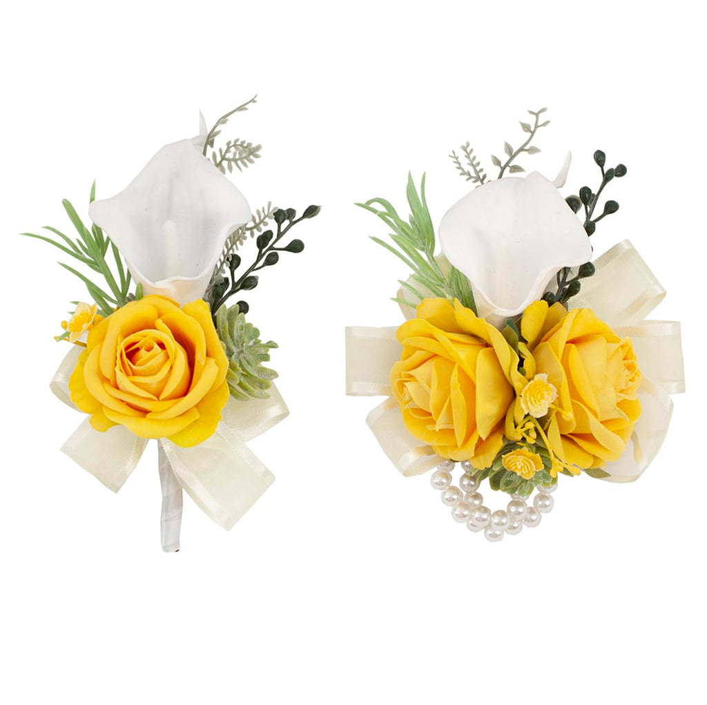 Black Burgundy Corsage and Boutonniere Set for Wedding Prom