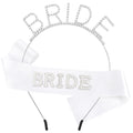 Atoden Bride Sash and Headband Bachelorette Party Decorations Bridal Shower Favors White Bride Crown Tiara Pearl Rhinestone Wedding Headpiece Hair Accessories Engagement Party Outfits Gifts