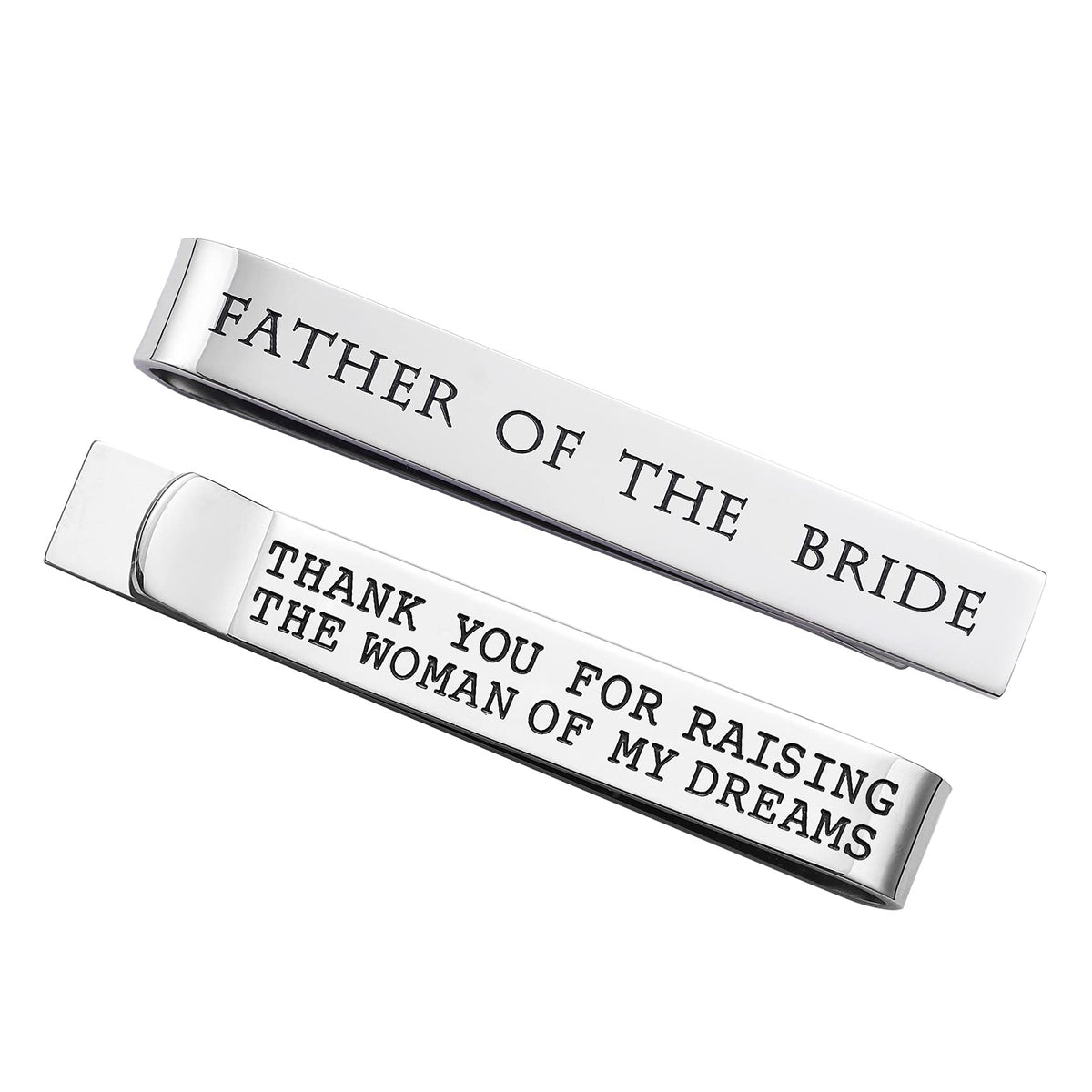 Father of the Bride and Groom Gifts - Wedding Tie Clips for Groomsmen From the Bride - Stainless Steel Tie Bars
