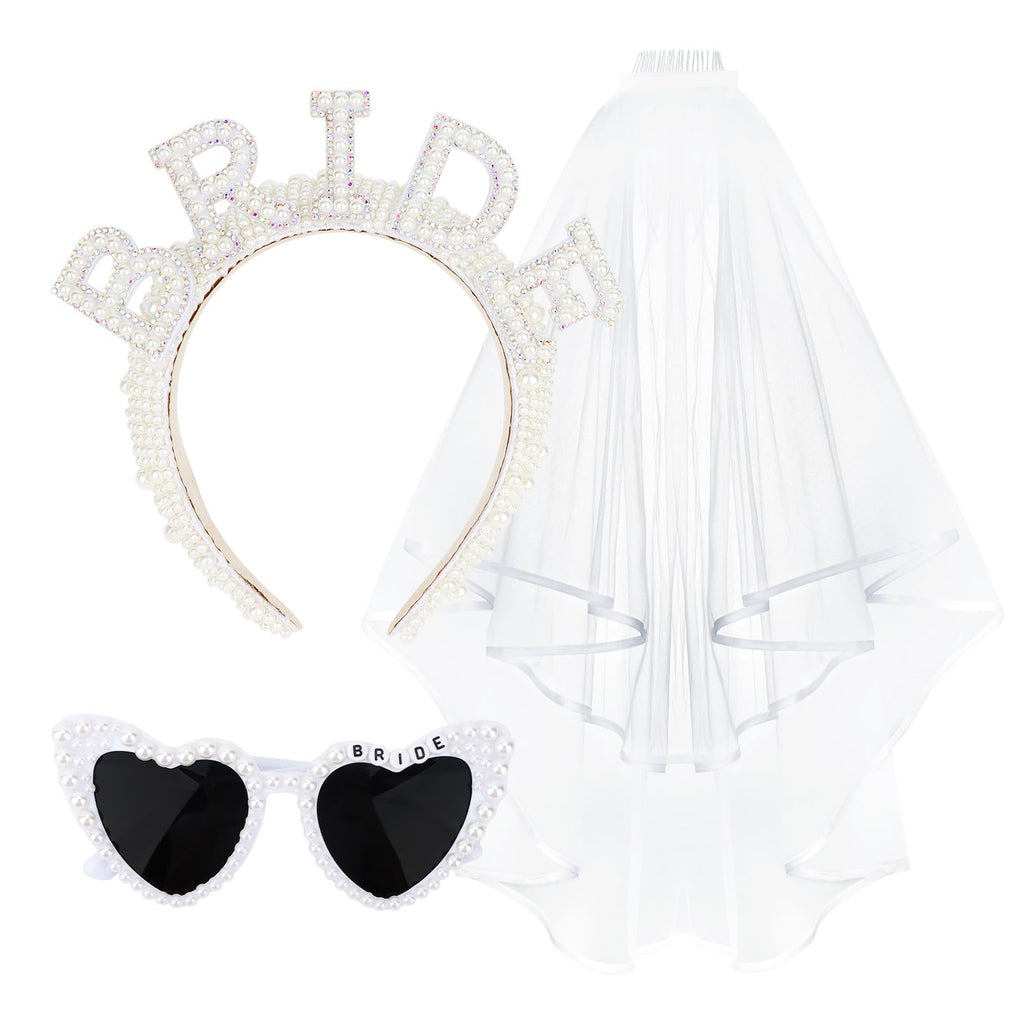 Jaciya Pearl Bride Headband with Veil