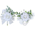 White Rose Wrist Corsages for Wedding Ceremony Anniversary, Wrist Corsages for Mother of Bride and Groom, Artificial Flowers Wrist Corsage for Bridesmaid Girl Party Prom