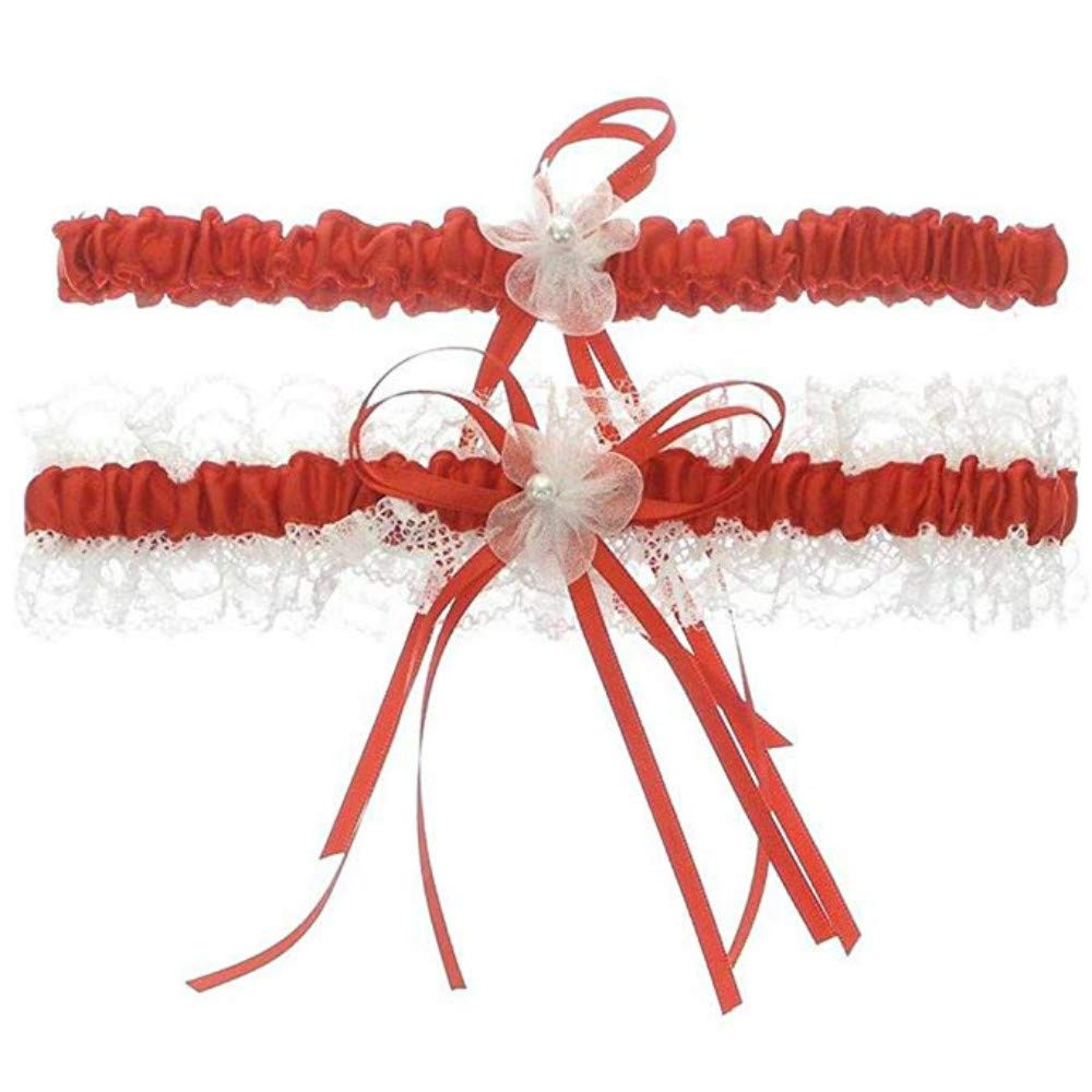 Lace Wedding Garters for Bride Pearl Stretch Prom Garter, Women Wedding Bridal Legs Garter Set