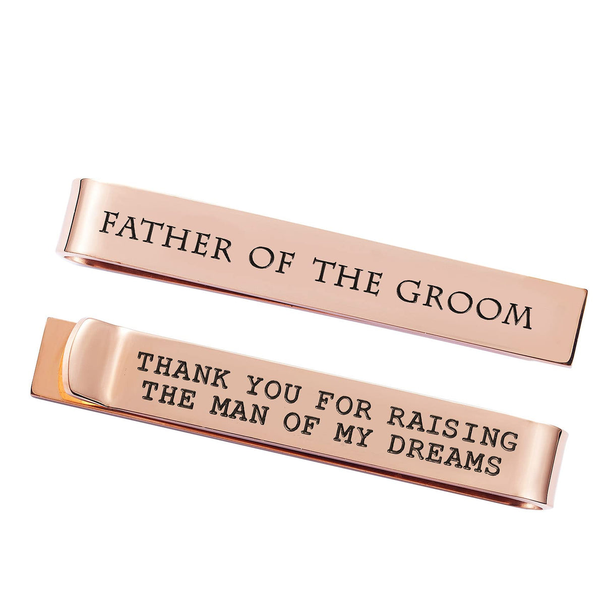 Father of the Bride and Groom Gifts - Wedding Tie Clips for Groomsmen From the Bride - Stainless Steel Tie Bars
