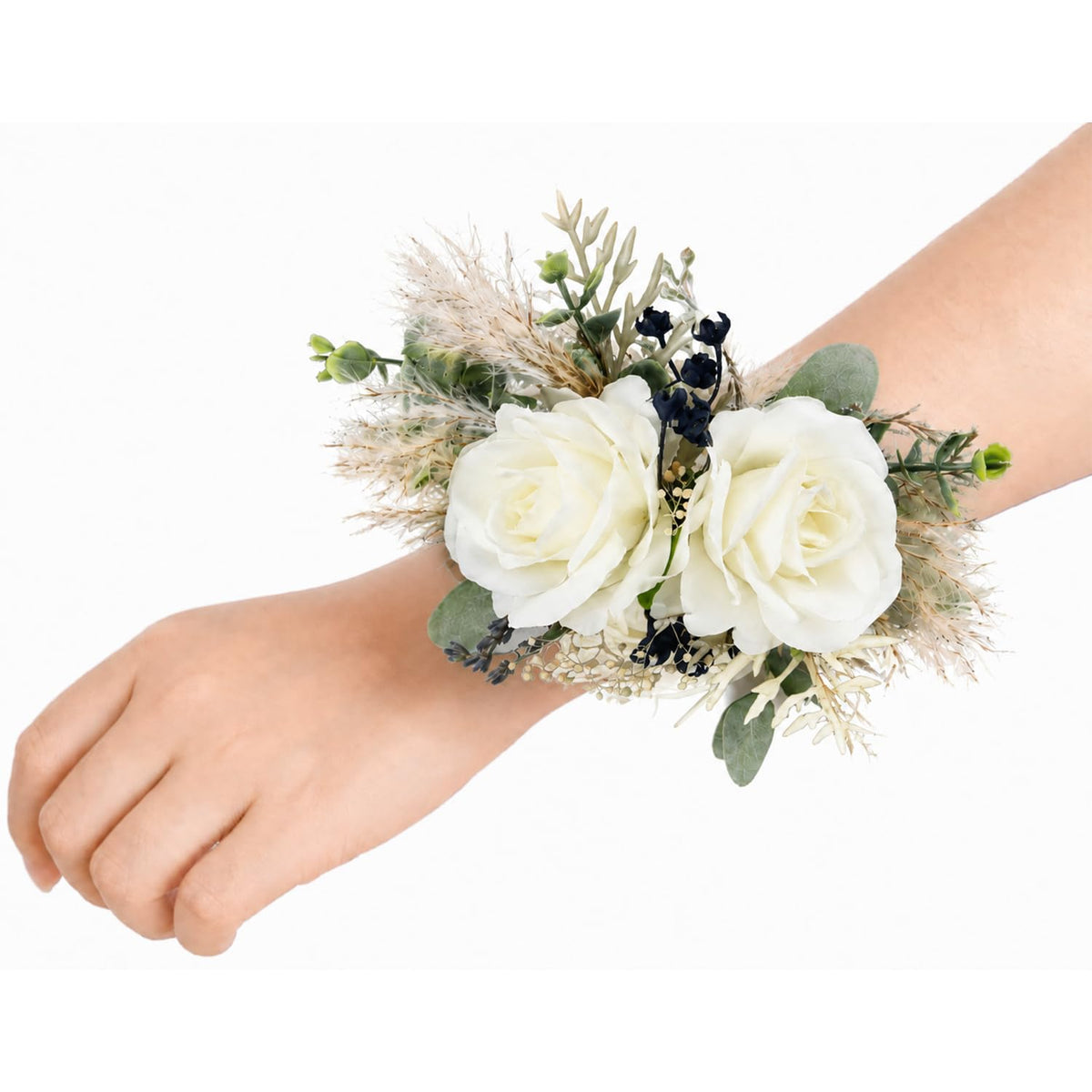Rinlong 2Pcs Navy Terracotta Wrist Corsage for Wedding, Prom, Homecoming