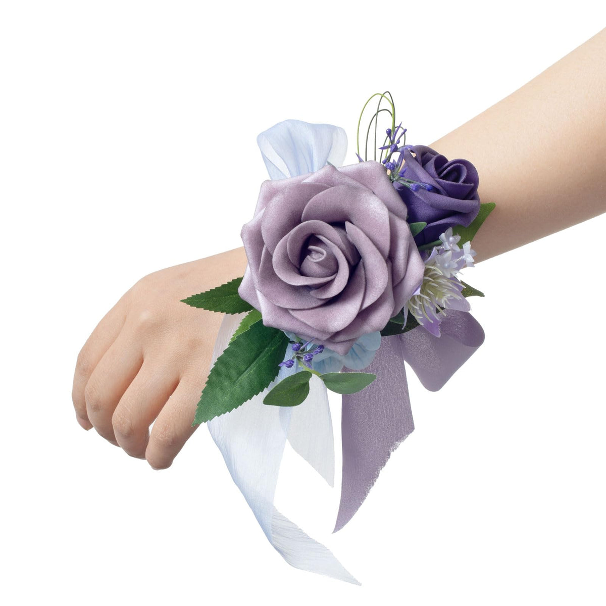 Ling's moment 6pcs Corsage Wristlet, Fall Wedding Decor, Teal Orange