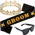 Bachelor Party Decorations Groom Crown Sash Sunglasses for Men Bachelor Party Favors Groom Gifts Wedding Decorations