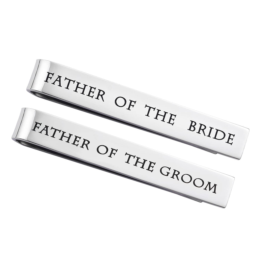 Father of the Bride and Groom Gifts - Wedding Tie Clips for Groomsmen From the Bride - Stainless Steel Tie Bars