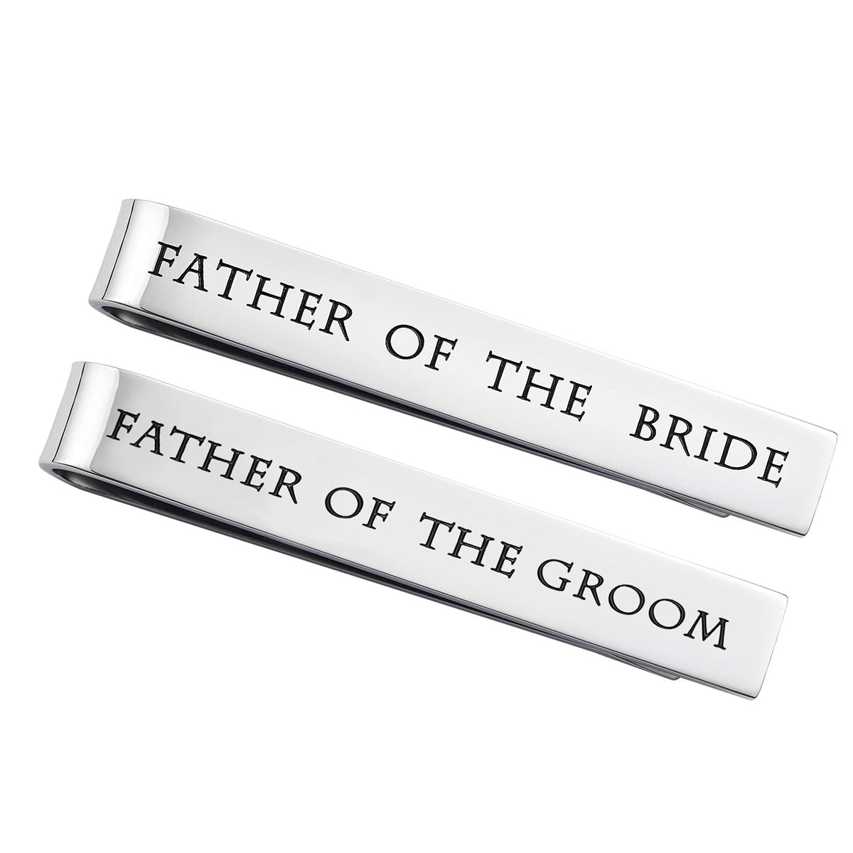 Father of the Bride and Groom Gifts - Wedding Tie Clips for Groomsmen From the Bride - Stainless Steel Tie Bars