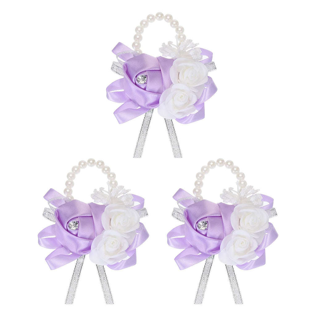 MECCANIXITY 12Pcs Wrist Corsage Artificial Flower Bracelets Rose Wrist Bride Groom Decorative for Wedding Ceremony Prom Party Anniversary Sky Blue