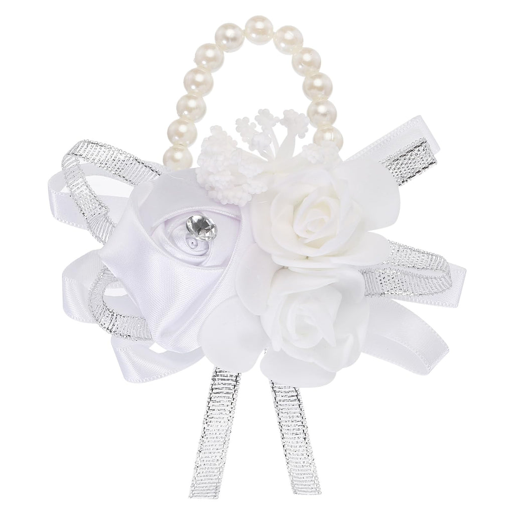 MECCANIXITY 12Pcs Wrist Corsage Artificial Flower Bracelets Rose Wrist Bride Groom Decorative for Wedding Ceremony Prom Party Anniversary Sky Blue