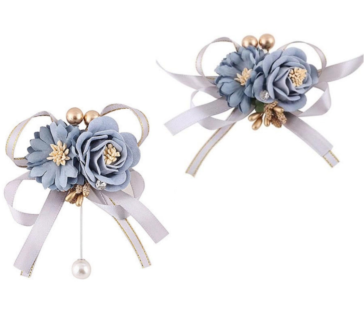 Wrist Corsages Set of 6 for Wedding Bridal Bride Bridesmaid Artificial Hand Flower Corsage Wristlet Band Homecoming Graduation Prom Party Ivory and Pink