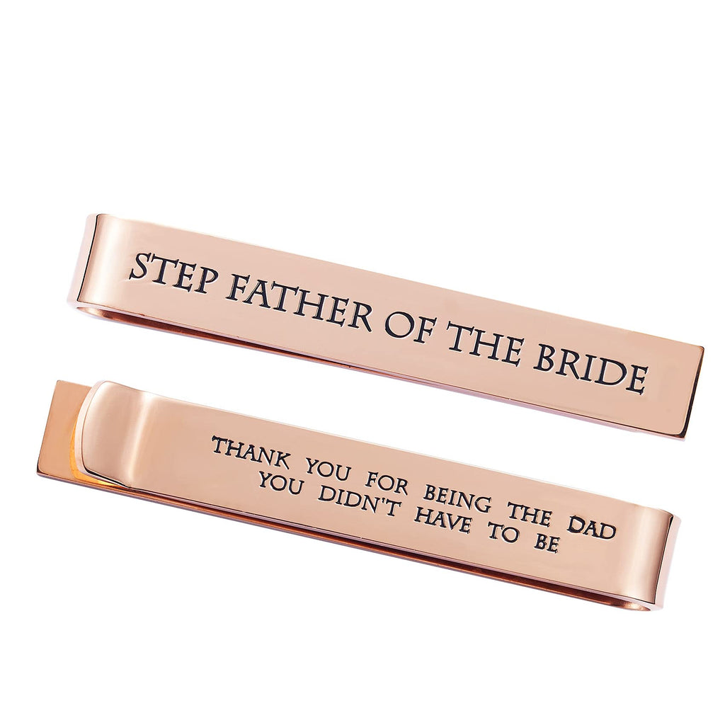 Father of the Bride and Groom Gifts - Wedding Tie Clips for Groomsmen From the Bride - Stainless Steel Tie Bars