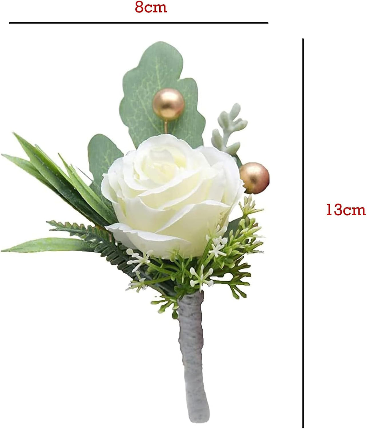 Jowxsx 2Pcs Roses Boutonniere for Men Wedding, Groom Groomsman Artificial White Rose Flowers with pins for Wedding Anniversary Celebration,Prom,Party,Home Decoration Artificial Flowers