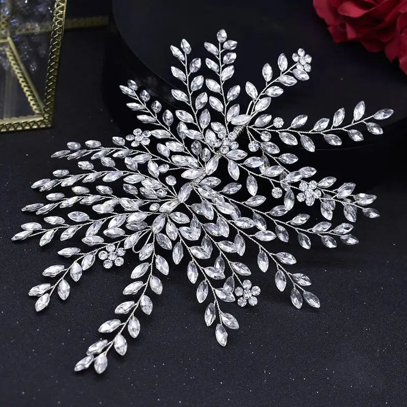 A422 Silver Bridal Hair Piece Shinny Wedding Headbands Tiaras Handmade Wedding Hair Accessories Head Jewelry Bride Headwear