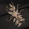 Gold Rhinestone Hair Band Bride Crystal Leaf Headband Wedding Accessories Luxury Jewelry Woman Ornaments Party  Headpiece