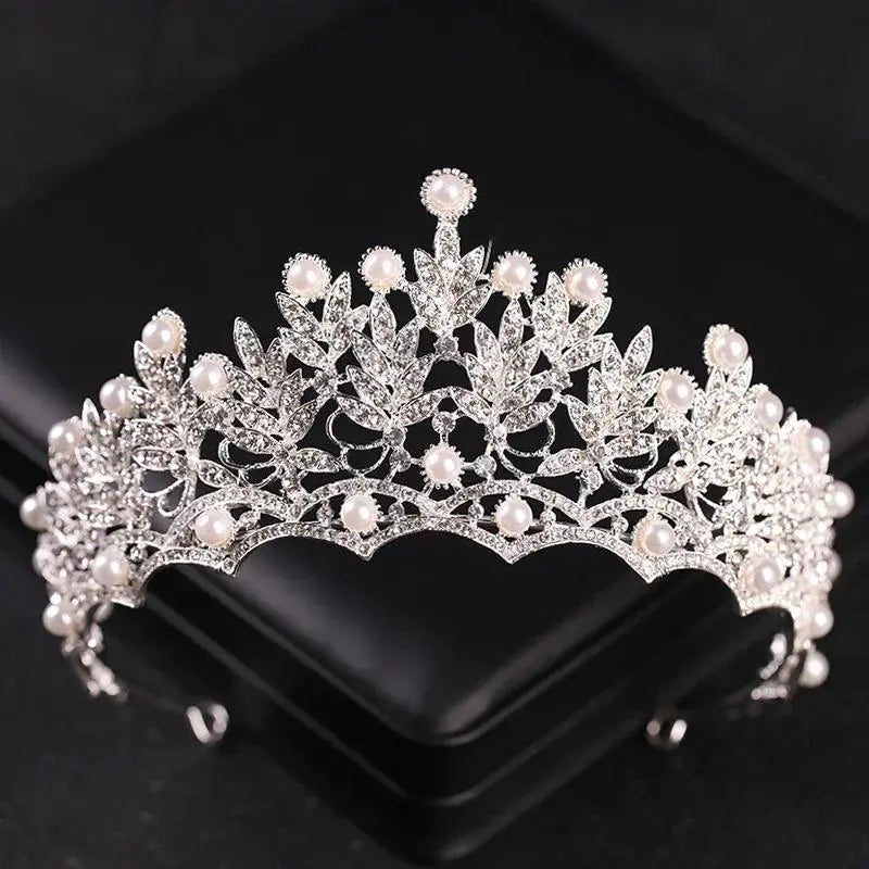 Silver Color Crystal Tiaras And Crowns For Bride Women Party Queen Bridal Wedding Hair Accessories Jewelry Headpiece Crown Tiara