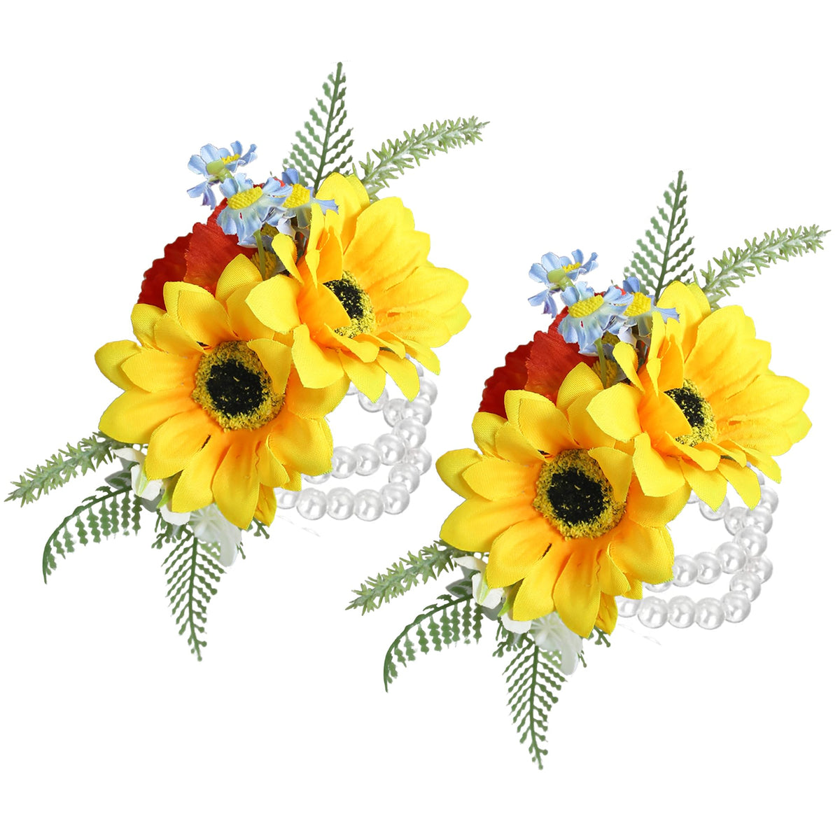 Rinlong 2Pcs White Orchid Wrist Corsage for Wedding, Prom, Homecoming