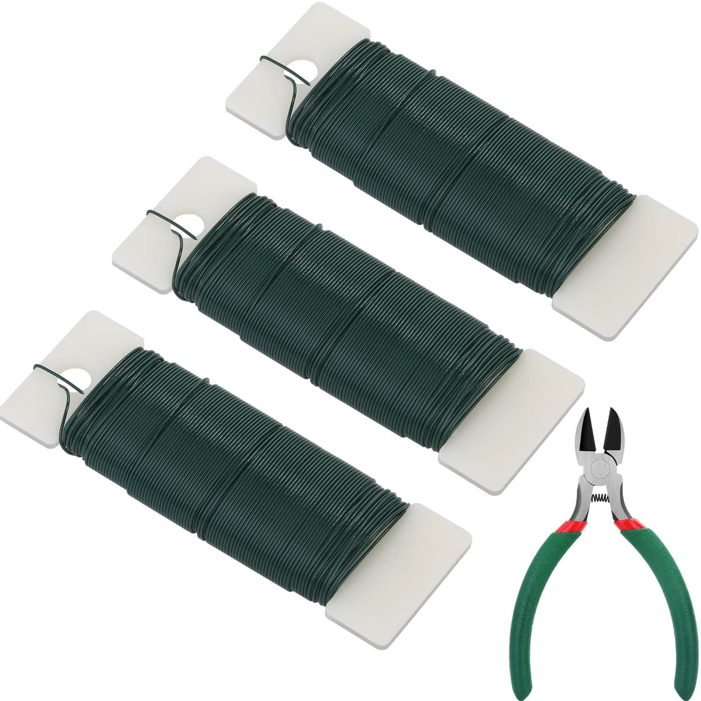 Paxcoo Floral Tape and Floral Wire Arrangement Tool Kit with Green Tape, Floral Wire, Boutonniere Flower pin, Cutter, White Ribbon and Elastic Pearl Wrist Corsage Bands for Bouquets