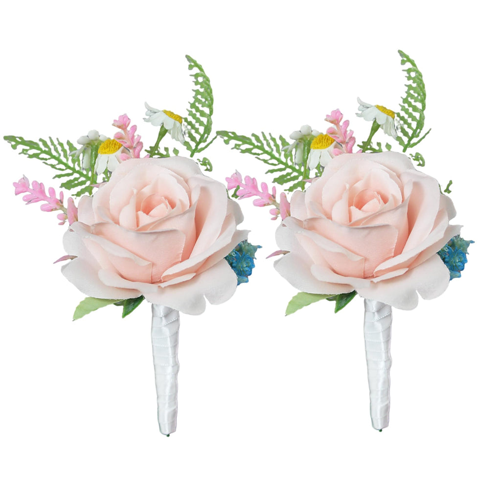 Rinlong 2Pcs Terracotta Boutonnieres with Pins for Men, Groom, Groomsmen