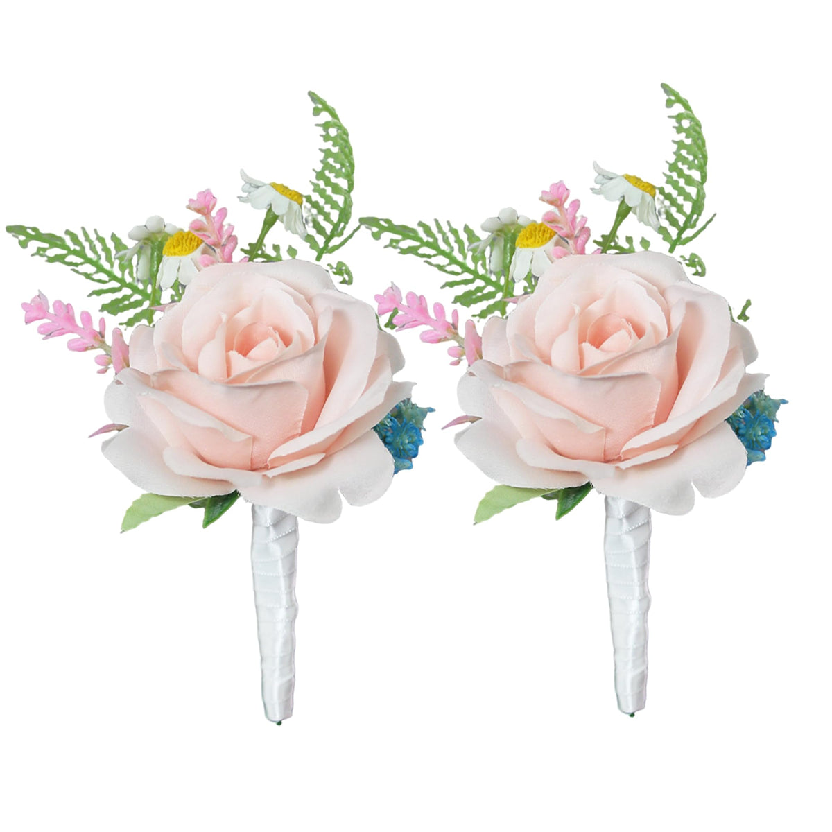Rinlong 2Pcs Terracotta Boutonnieres with Pins for Men, Groom, Groomsmen